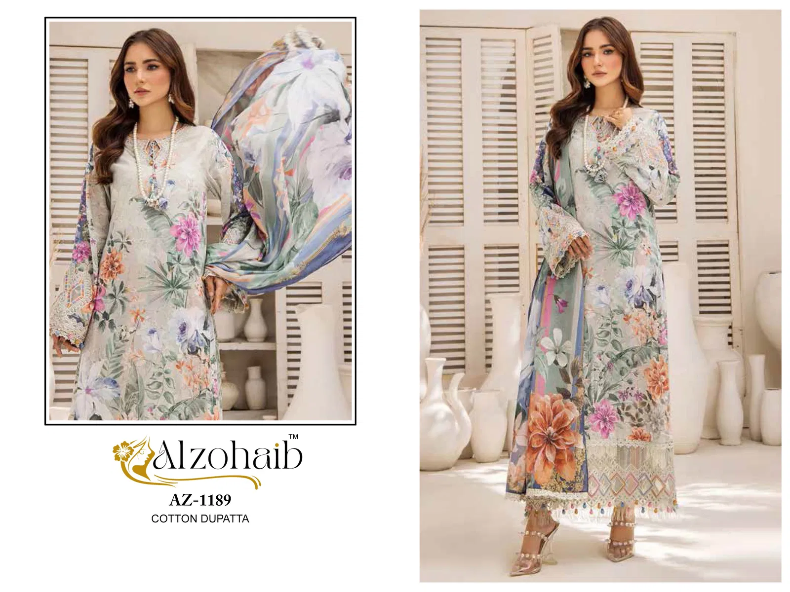 Sakina Vol 2 by Alzohaib Cotton Dupatta Pakistani Salwar Suits Wholesale Online